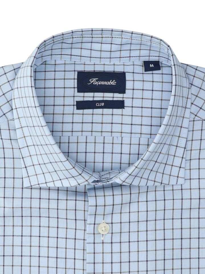 Blauw geruit hemd Faconnable