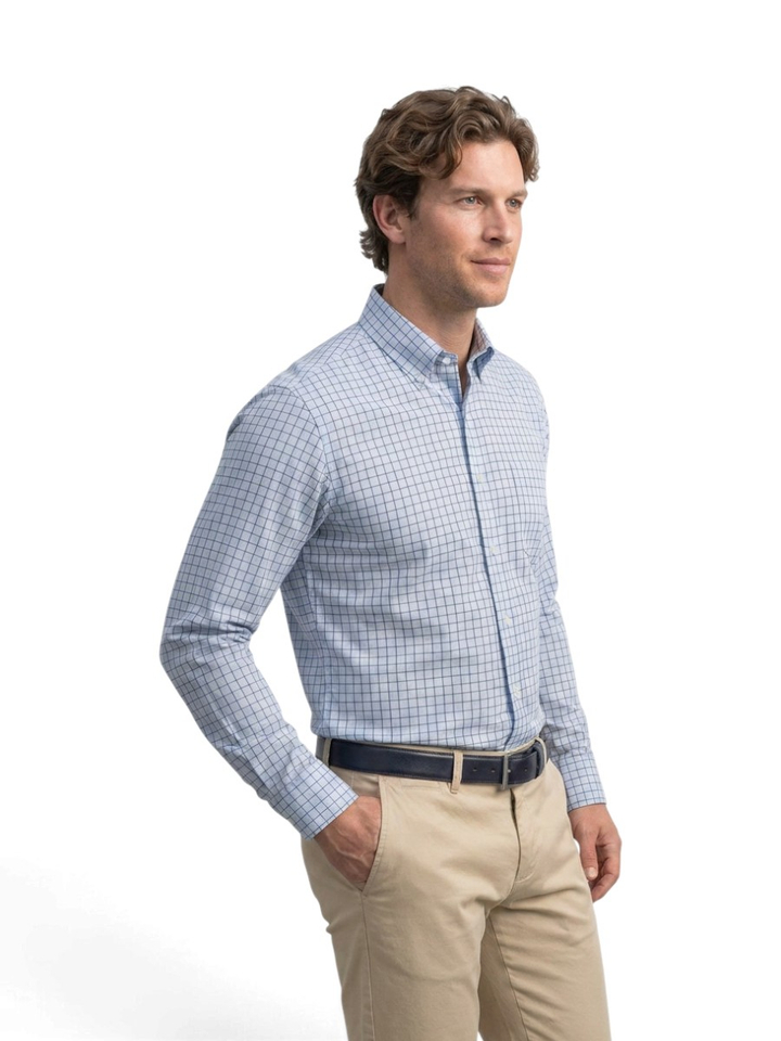 Blauw geruit hemd Faconnable