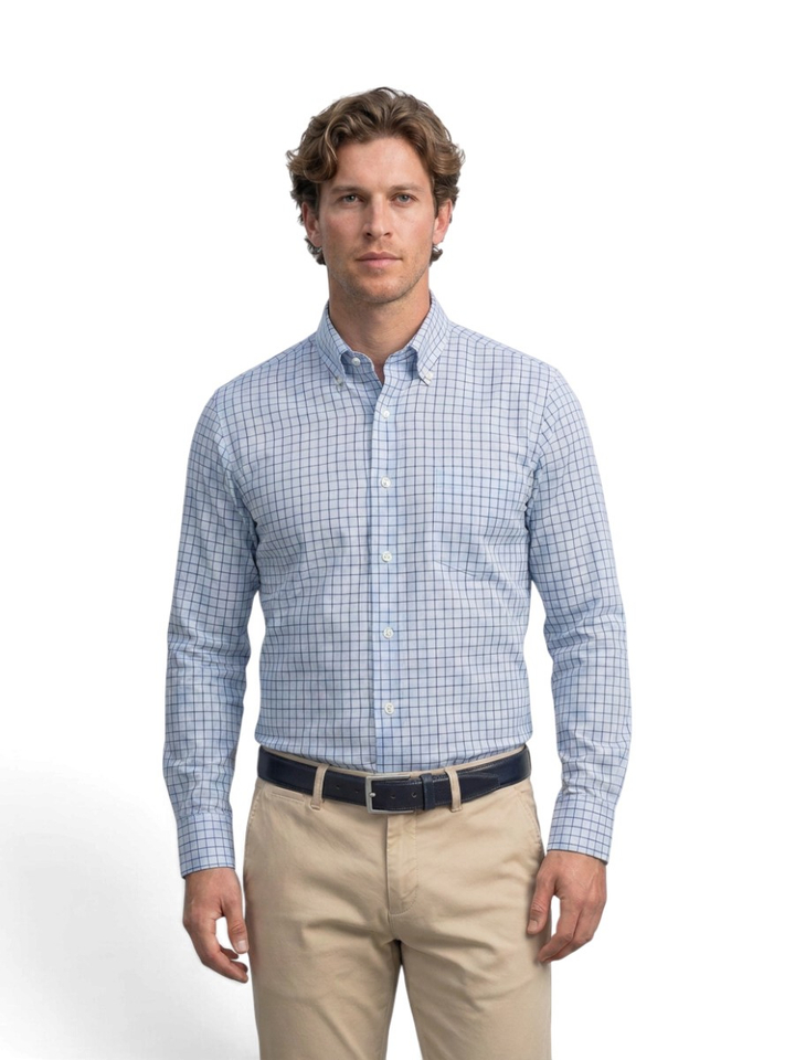 Blauw geruit hemd Faconnable