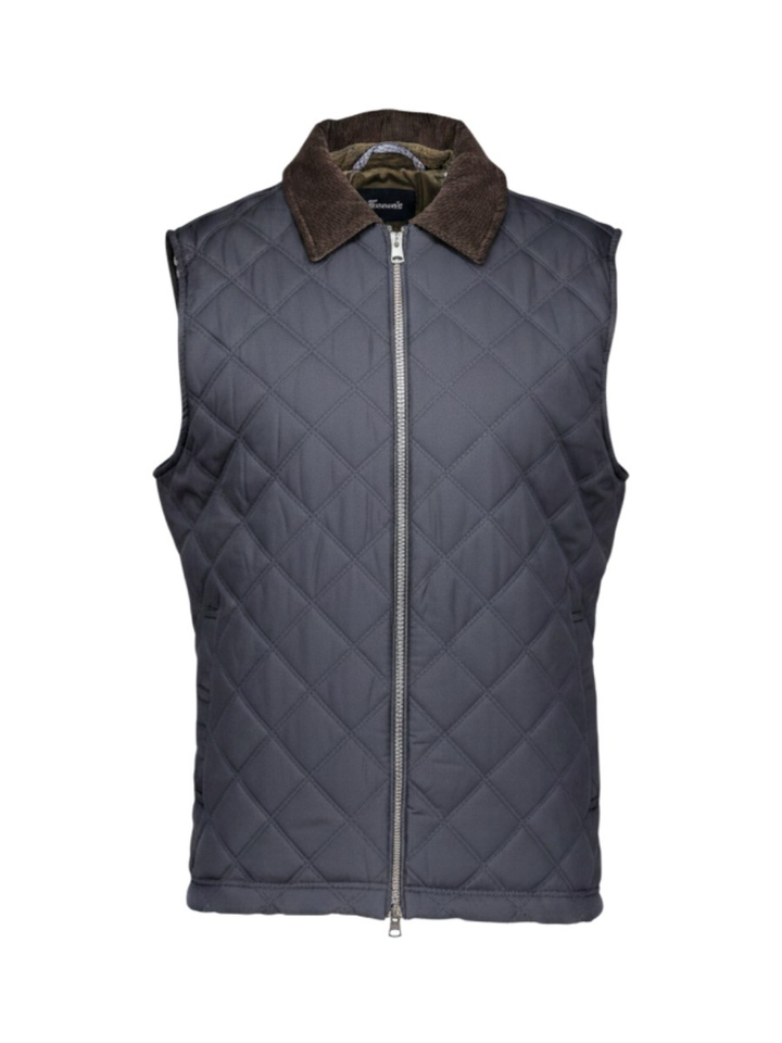 Blauwe bodywarmer met ribfluwelen kraag Faconnable