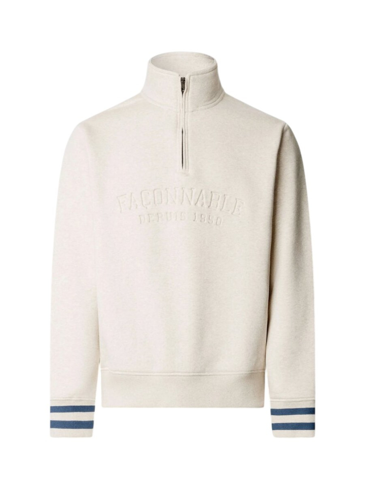 Beige sweatshirt met halflange ritssluiting Facconable