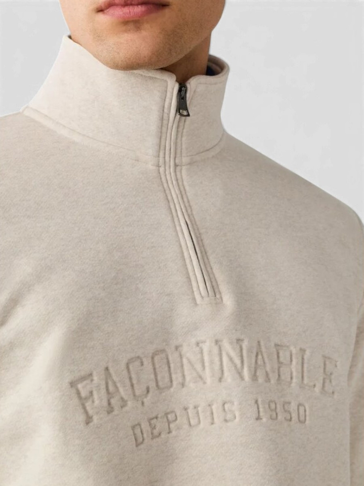 Beige sweatshirt met halflange ritssluiting Facconable