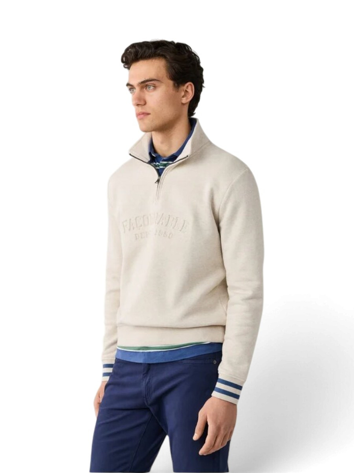 Beige sweatshirt met halflange ritssluiting Facconable