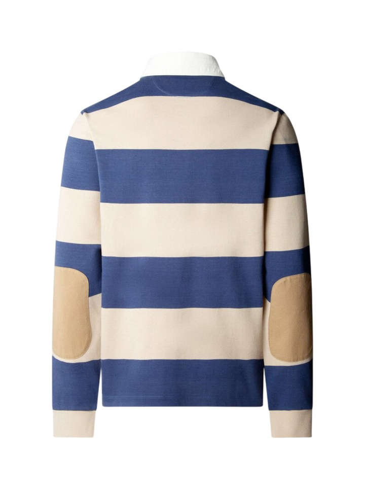 Blauw gestreepte rugbypolo met lange mouwen Faconnable