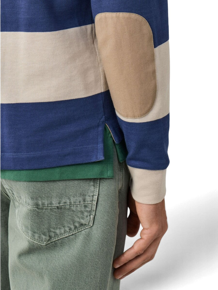 Blauw gestreepte rugbypolo met lange mouwen Faconnable