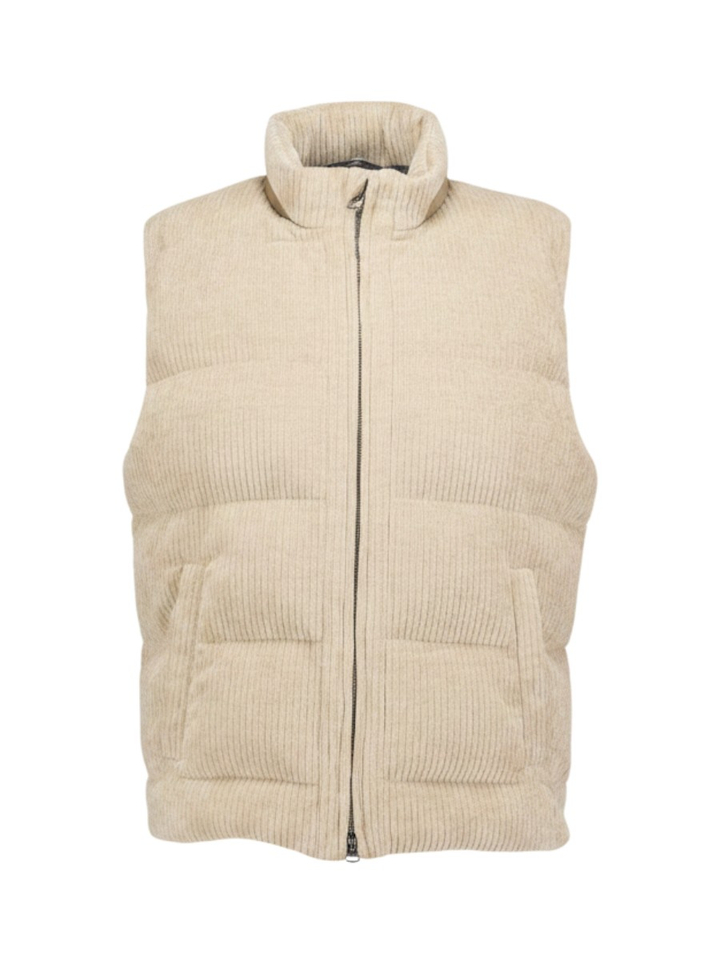 Beige bodywarmer in ribflueel Façonnable