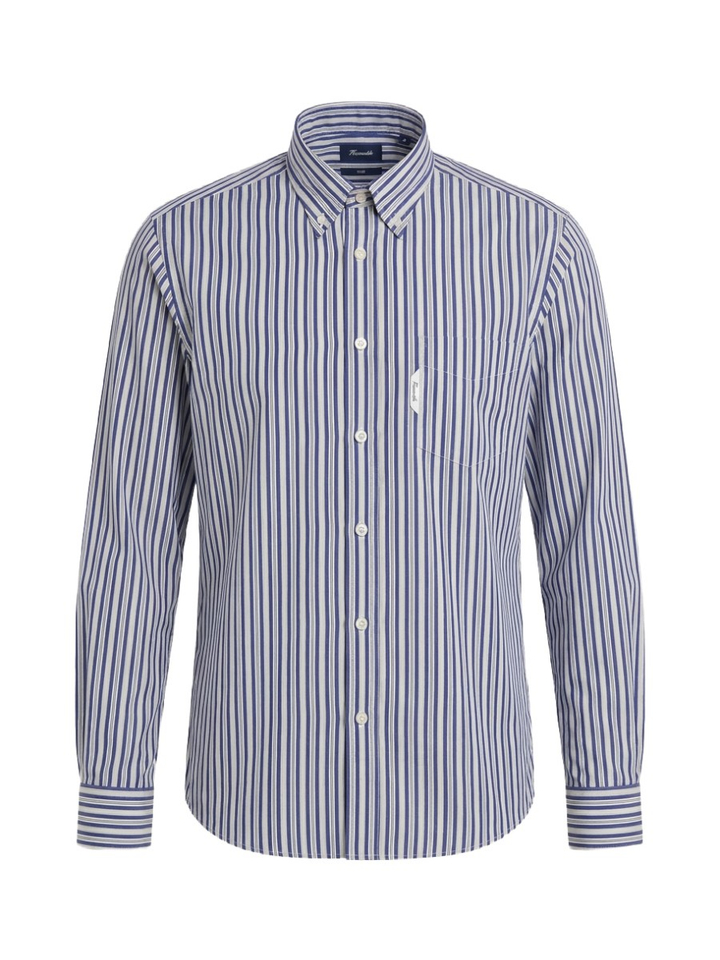 Blauw gestreepte hemd regular fit Faconnable