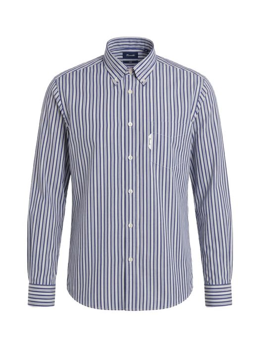 Blauw gestreepte hemd regular fit Faconnable