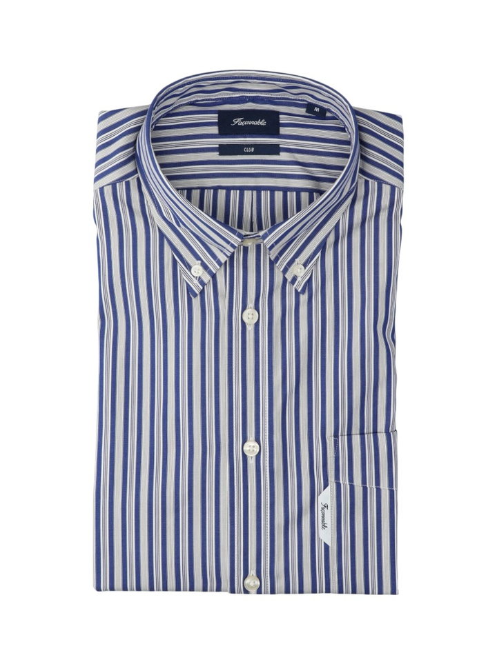 Blauw gestreepte hemd regular fit Faconnable