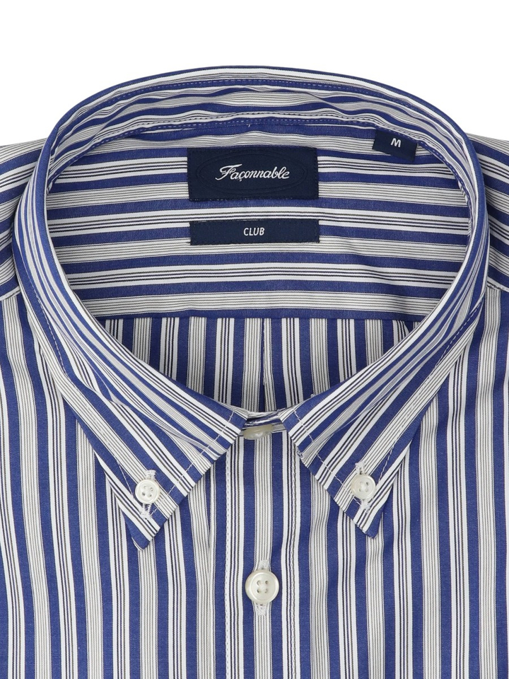 Blauw gestreepte hemd regular fit Faconnable