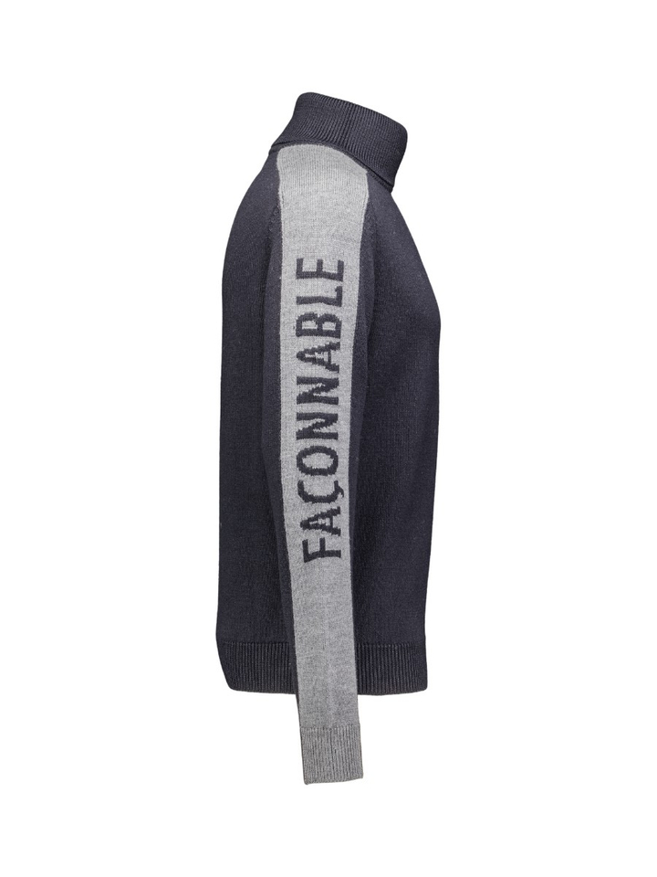 Donkerblauwe trui met rolkraag Faconnable