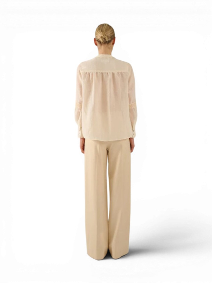 Beige blouse met kantendetail Cody Oscar 