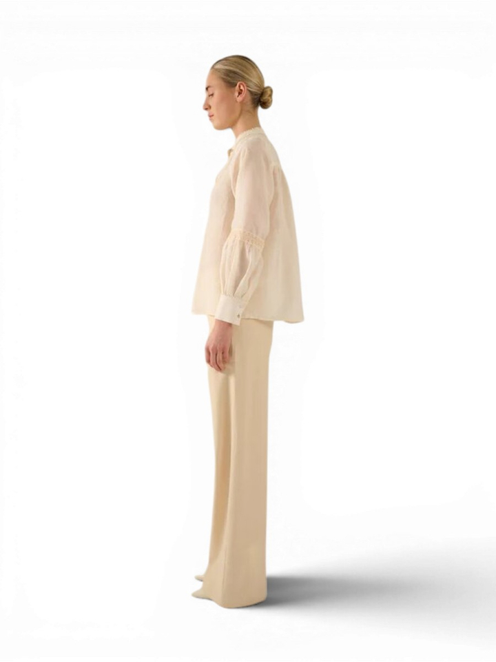 Beige blouse met kantendetail Cody Oscar 