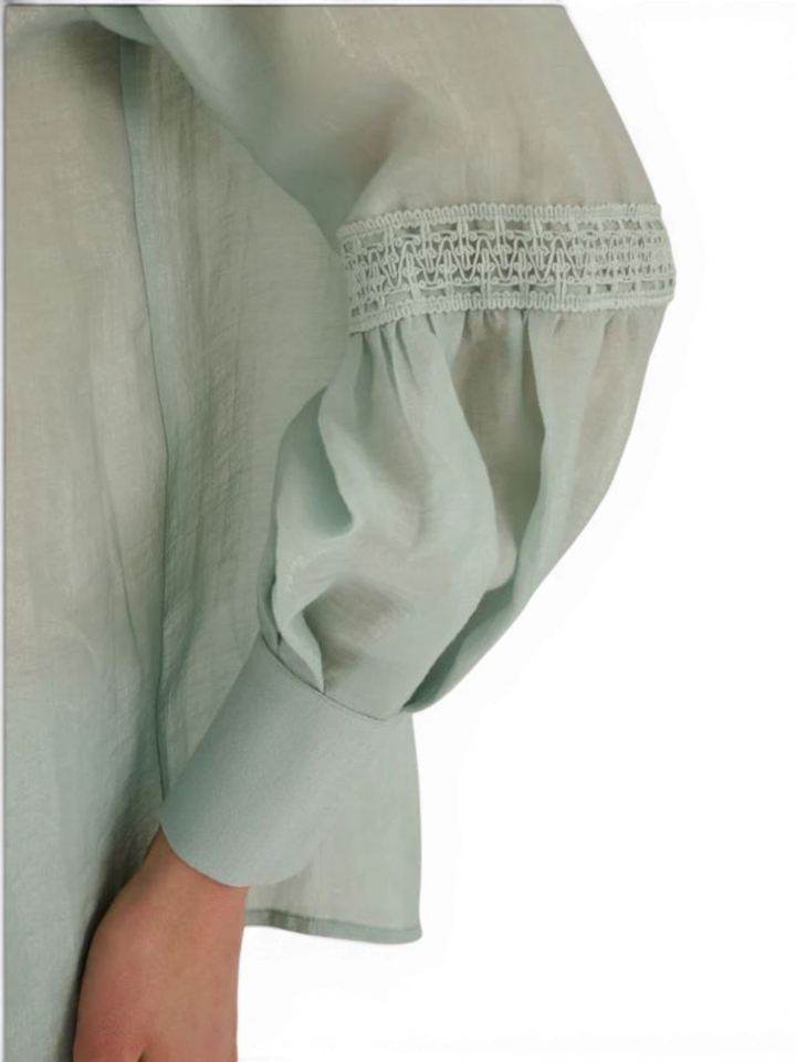 Muntgroene blouse met kantendetail Cody Oscar