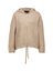Beige ribgebreide trui met ritskraag en capuchon Liza Hooded Withblack