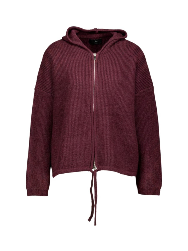 Bordeaux trui met ritssluiting Liza Hooded Withblack