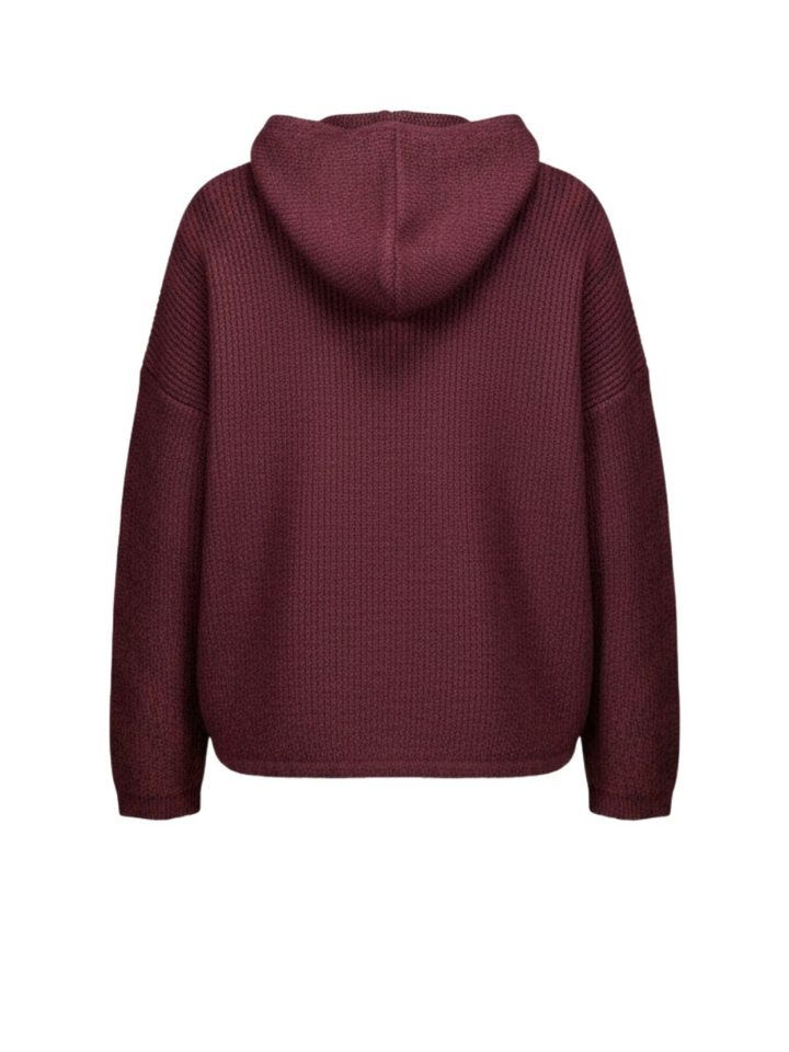 Bordeaux trui met ritssluiting Liza Hooded Withblack