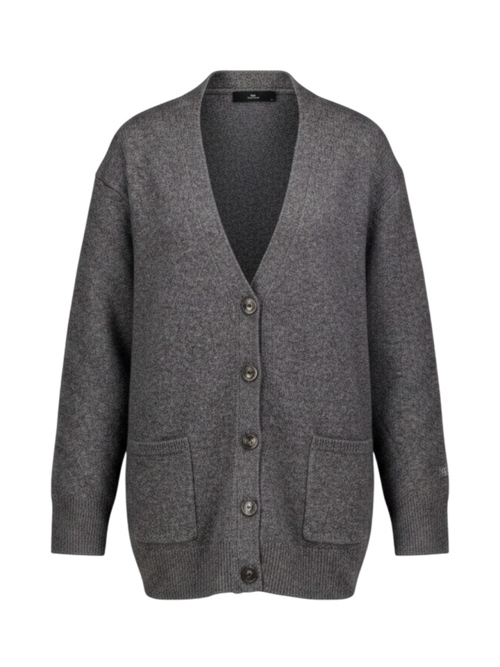 Donkergrijze wollen cardigan met zakken vooraan Camilla Withblack