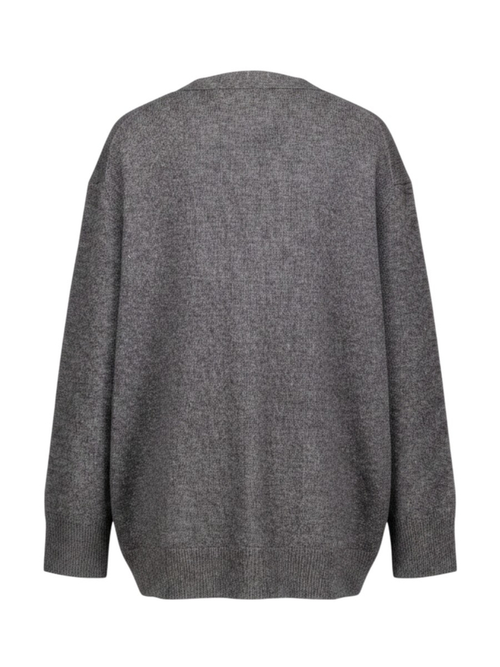 Donkergrijze wollen cardigan met zakken vooraan Camilla Withblack