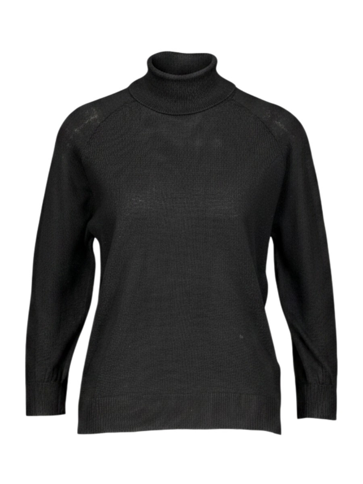 Zwarte fijngebreide wollen pull met rolkraag Miles Withblack