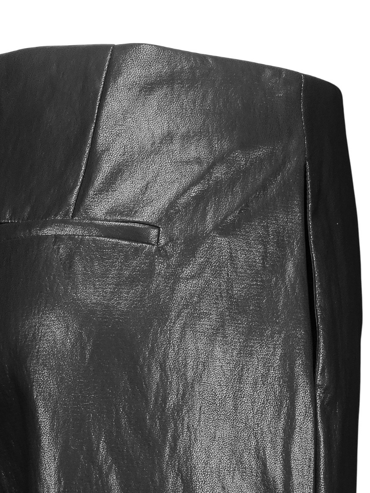 Zwarte wijde lange broek in lederlook Daniella Withblack
