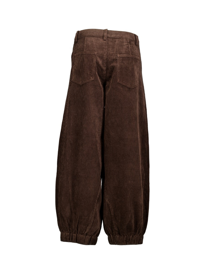 Chocoladebruine barrel fit broek in ribbel Belini Cord Withblack