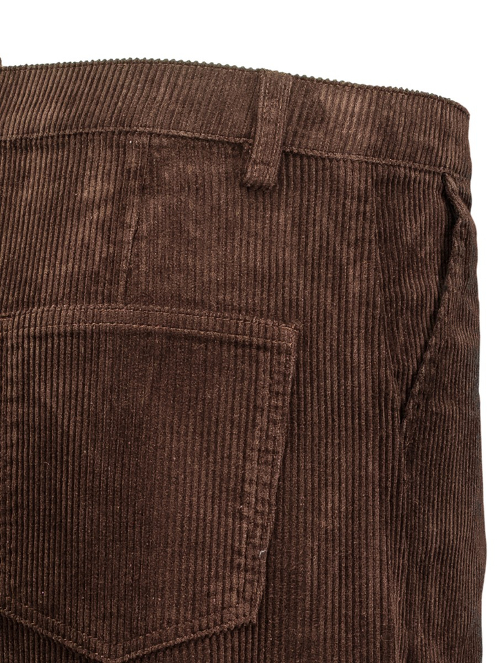 Chocoladebruine barrel fit broek in ribbel Belini Cord Withblack