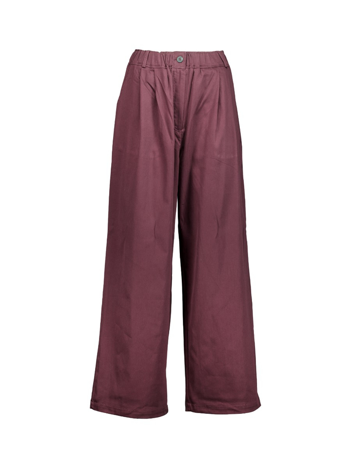 Blackberrykleurige wijde broek met elastische taille Madison Wide Pant