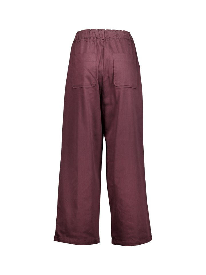 Blackberrykleurige wijde broek met elastische taille Madison Wide Pant