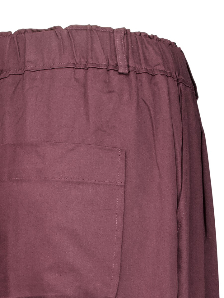 Blackberrykleurige wijde broek met elastische taille Madison Wide Pant