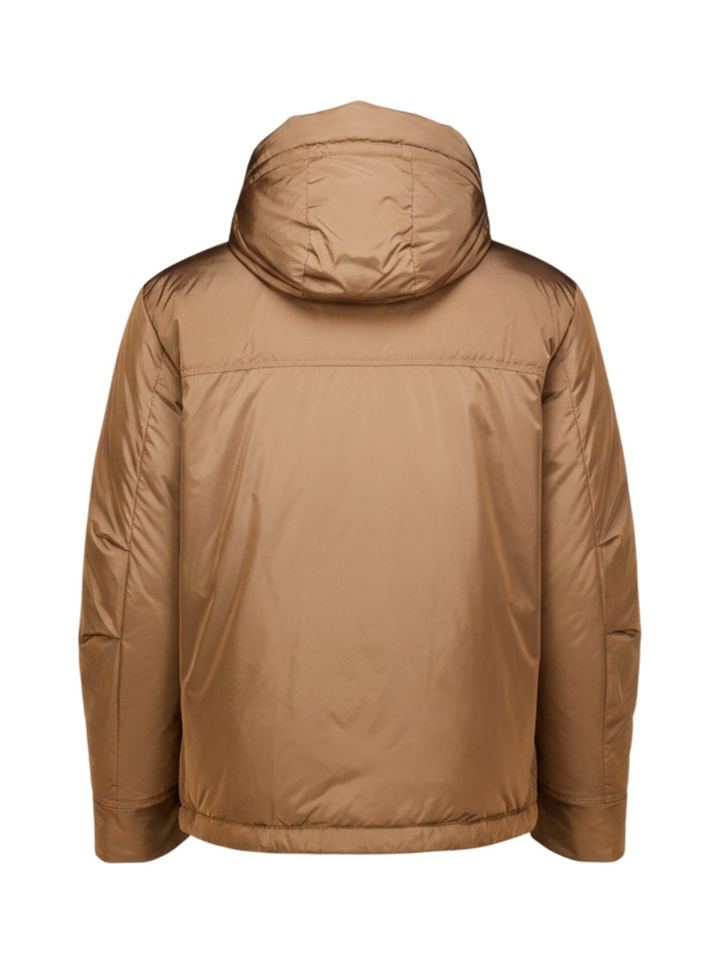 Beige puffer jas met rits en capuchon Peuterey
