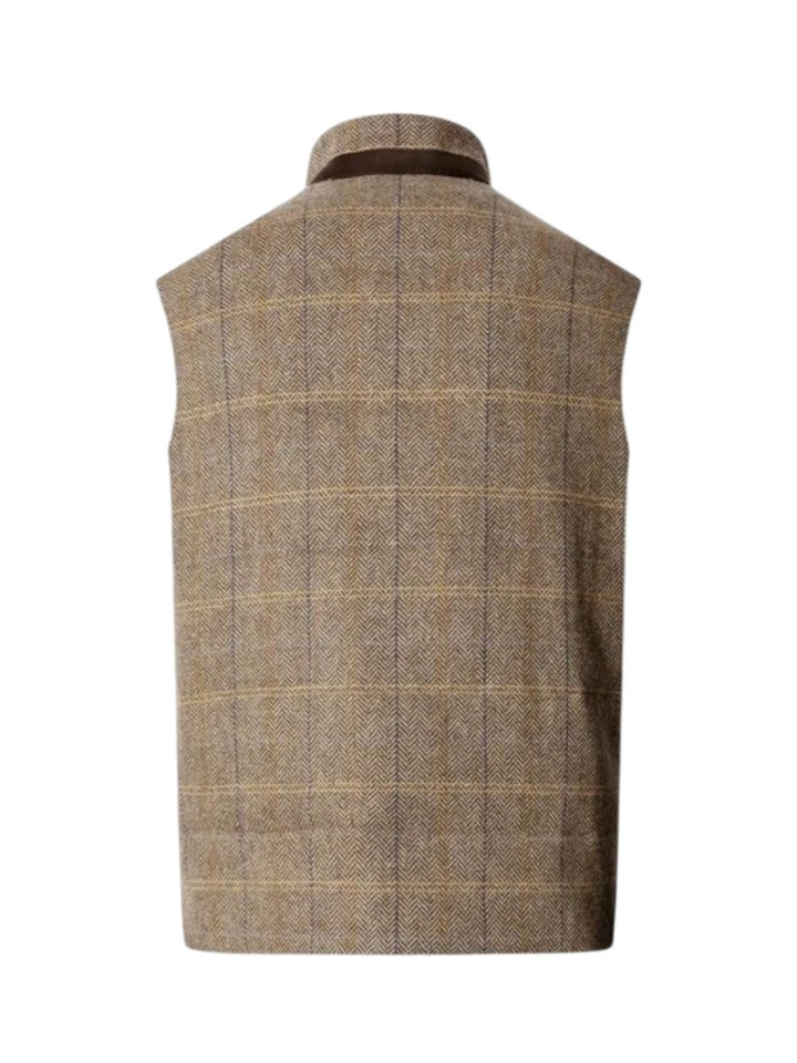 Bruine visgraat wollen bodywarmer met ruitpatroon Hackett