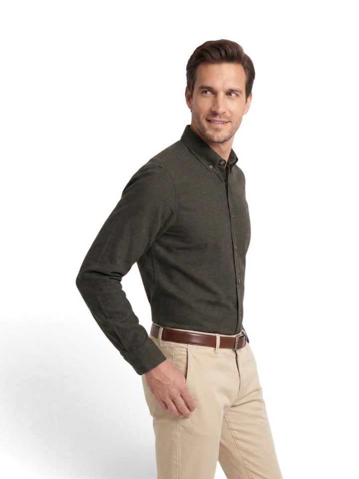 Donkergroen hemd (tailored fit) Hackett