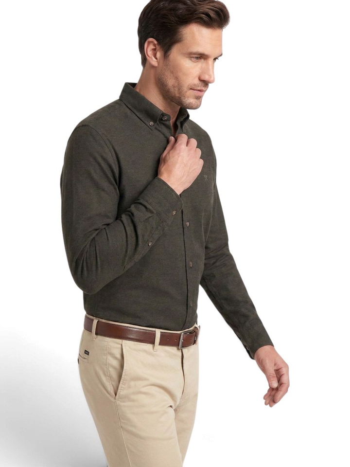 Donkergroen hemd (tailored fit) Hackett