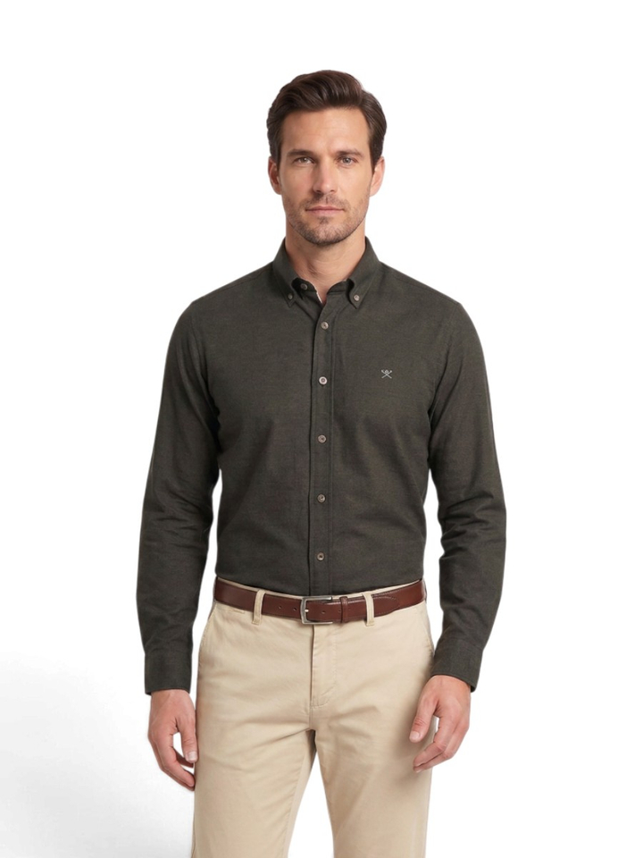 Donkergroen hemd (tailored fit) Hackett