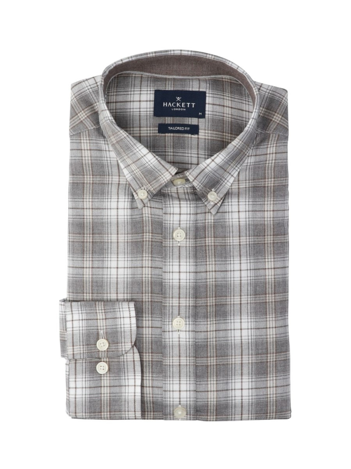 Grijs geruit hemd (tailored fit) Hackett