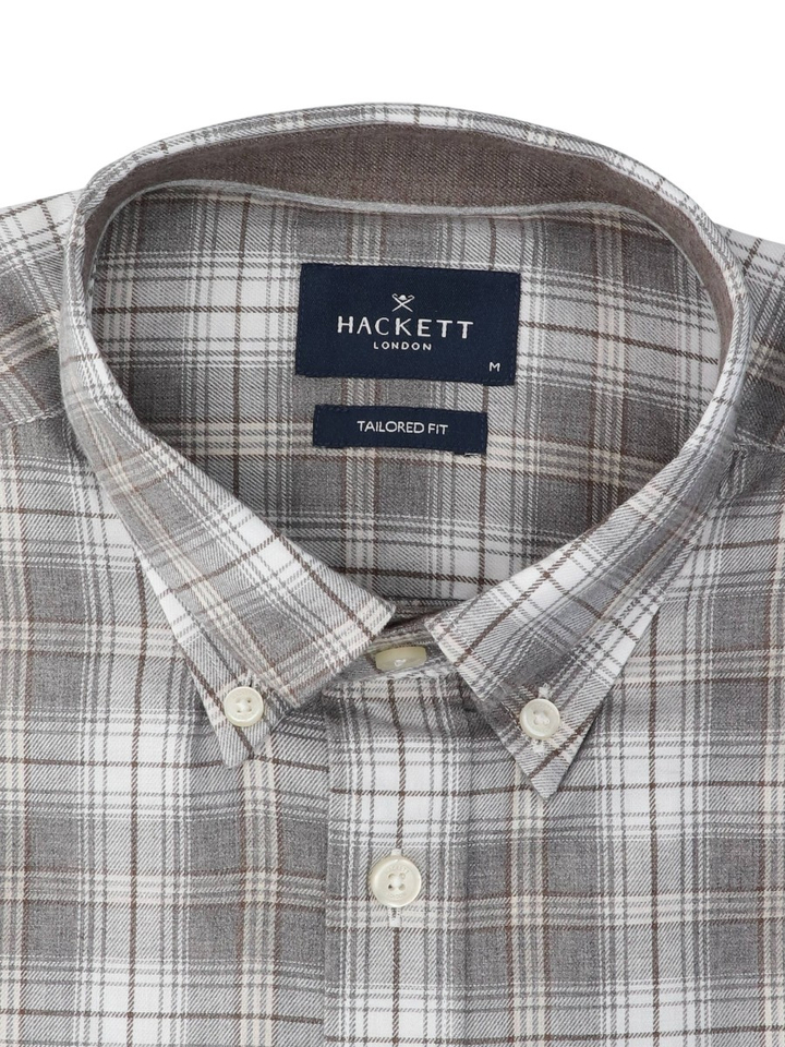 Grijs geruit hemd (tailored fit) Hackett