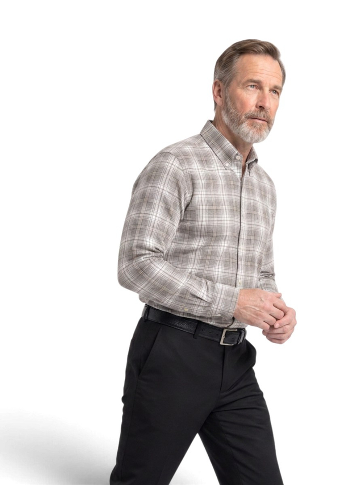 Grijs geruit hemd (tailored fit) Hackett