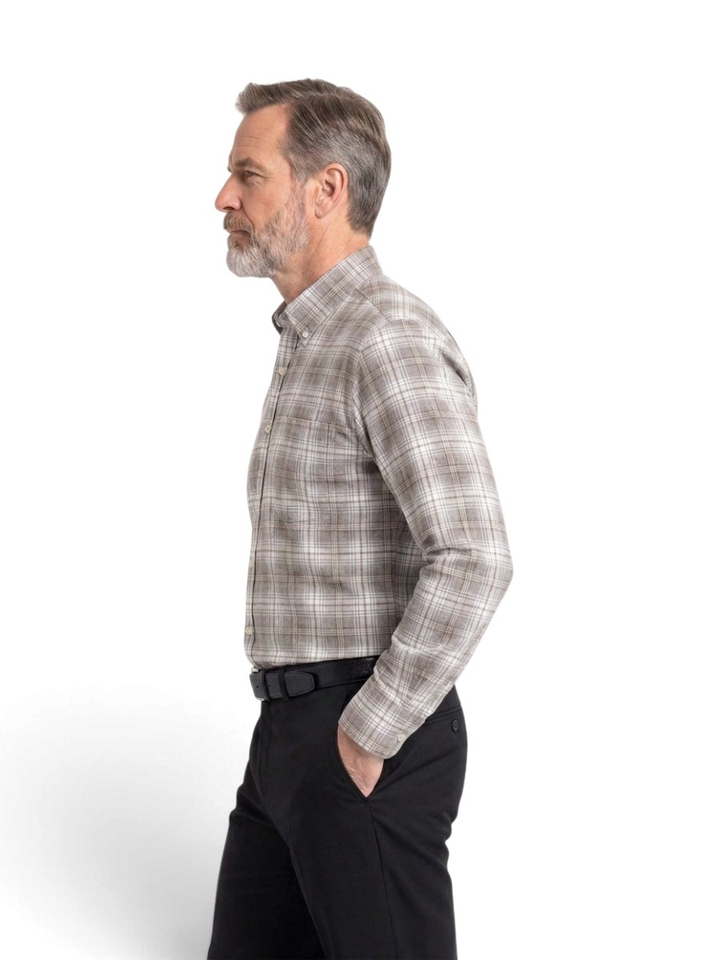 Grijs geruit hemd (tailored fit) Hackett