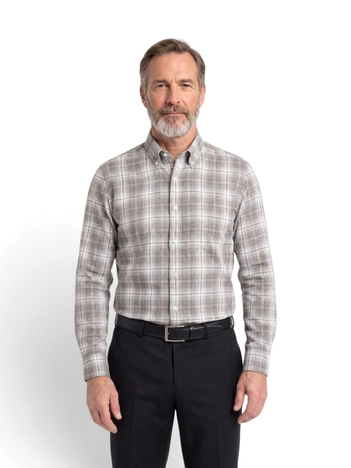 Grijs geruit hemd (tailored fit) Hackett
