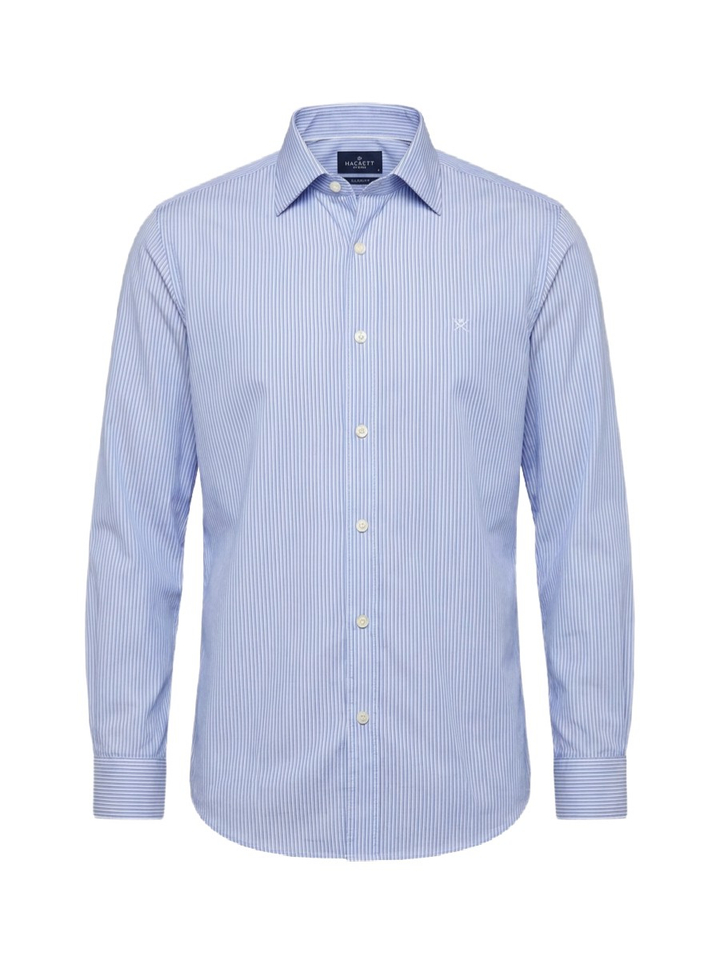 Blauw gestreept hemd met rode accenten Classic fit Hackett