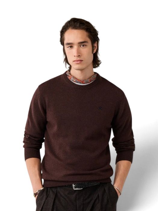 Bruine wollen trui met logo Hackett