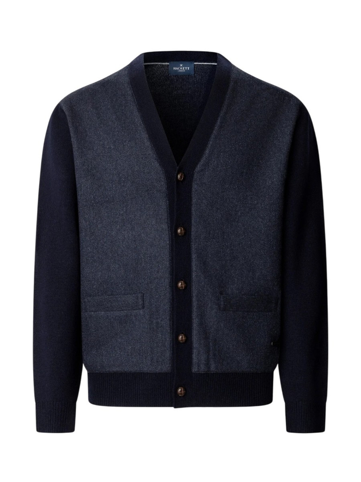 Donkerblauwe wollen gilet met detailknopen Hackett