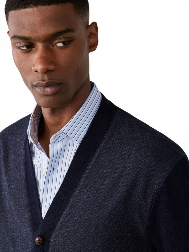 Donkerblauwe wollen gilet met detailknopen Hackett