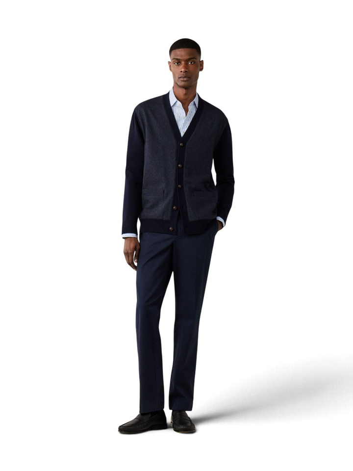 Donkerblauwe wollen gilet met detailknopen Hackett