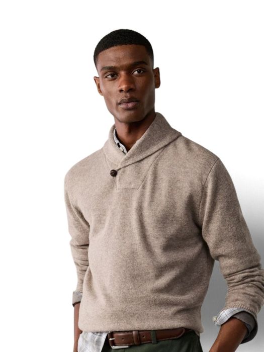 Beige wollen trui met kraag Hackett