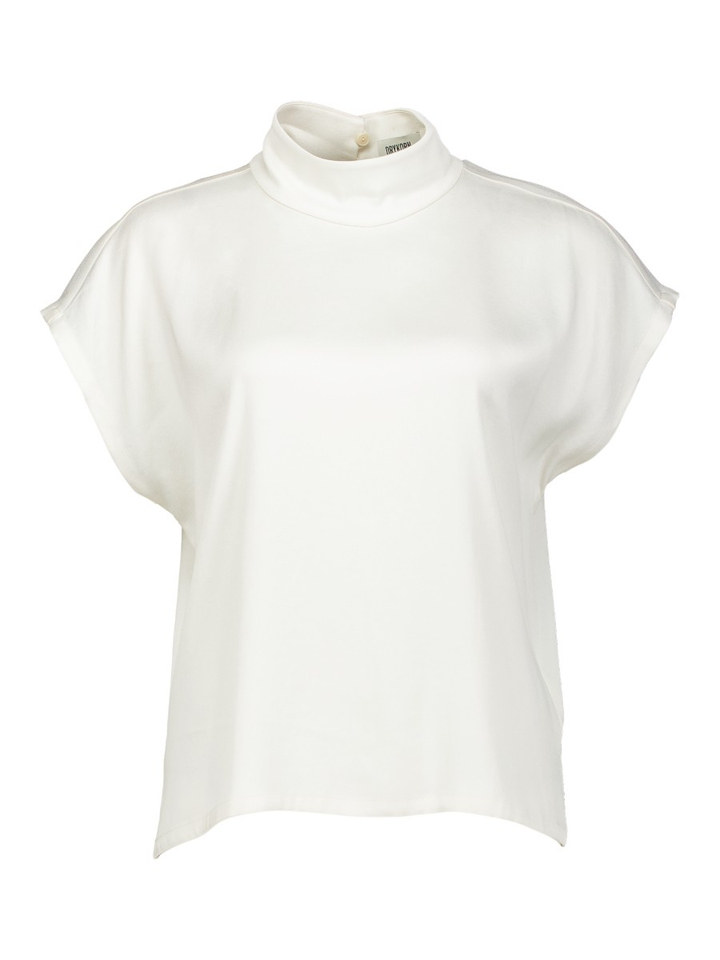 Witte shirtblouse met opstaande kraag in satijn ALaria Drykorn 