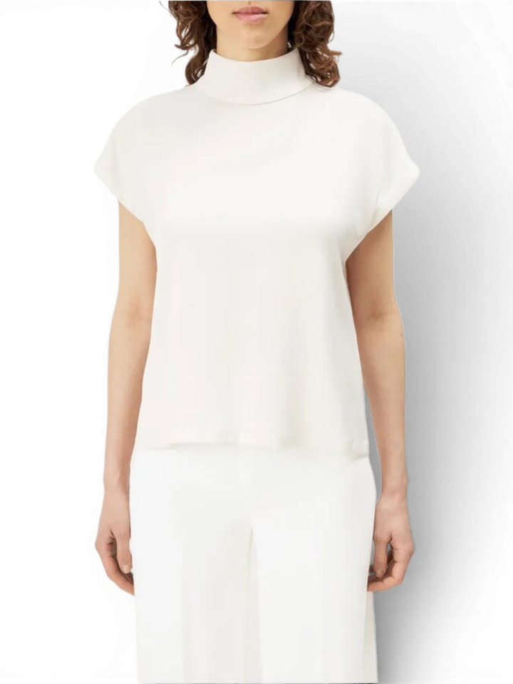 Witte shirtblouse met opstaande kraag in satijn ALaria Drykorn 