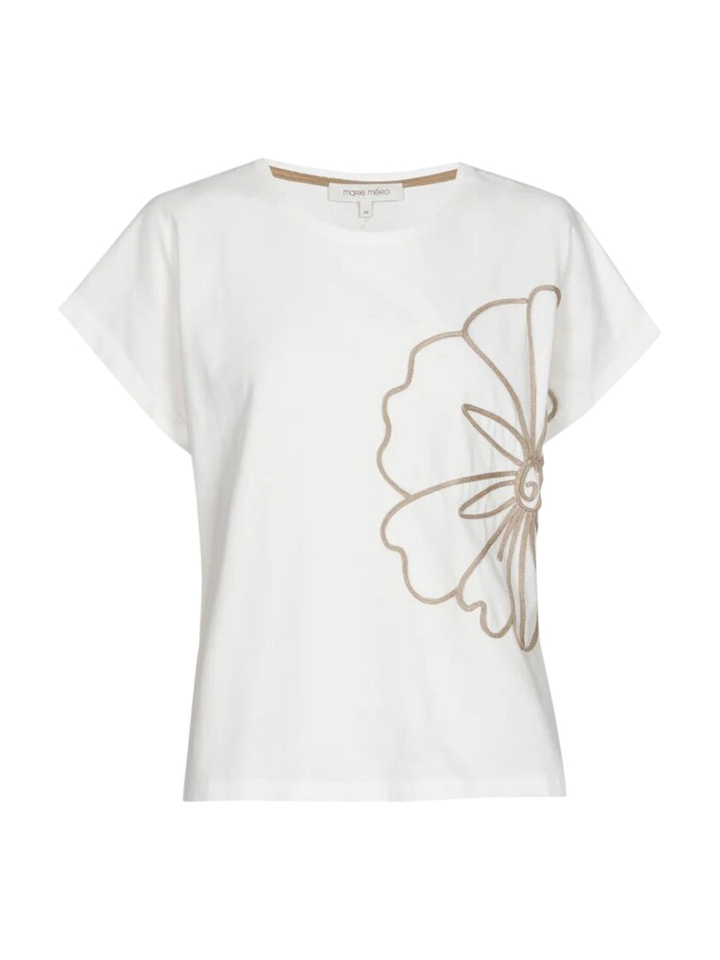 Creme kleurige T-shirt met bloem Marie Mero