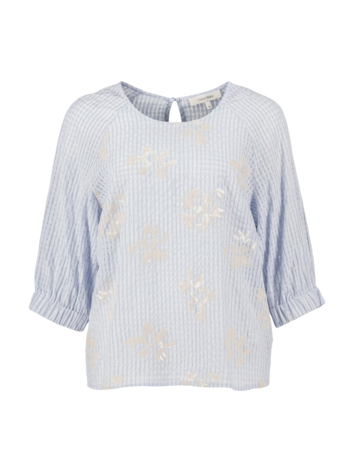 Lichblauwe bloes met ruit motief en pailetten detail Marie Mero 